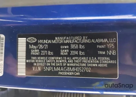 2021 Hyundai Elantra Sel из США, поврежденный, VIN 5NPLM4AG8MH052702